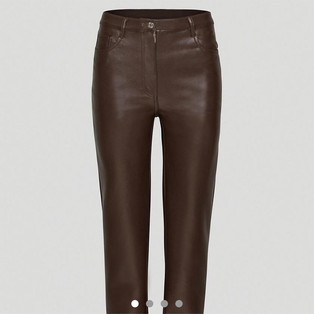 aritzia wilfred melina brown leather pants size 6